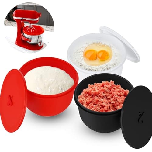 Omoiyari Premium 3-Pack Silicone Bowl Liners with Lids for KitchenAid 7-Qt Bowl-Lift (Only), 2mm Extra-Thick Silicone, Odour-Free,Heat-Resistant,Air Valves for Dough Proofing,Dishwasher Safe, BPA Free