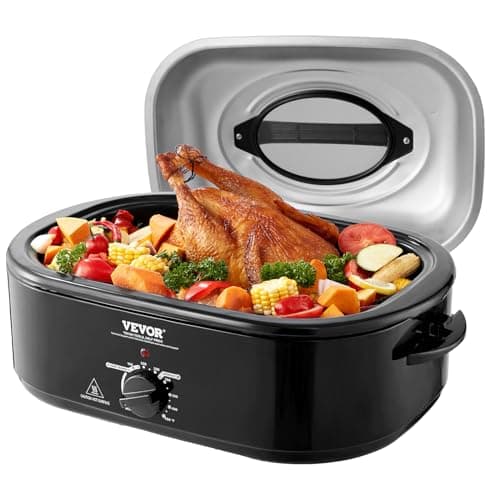 VEVOR Electric Roaster Oven, 20 QT Turkey Roaster with Self-Basting Lid, 1450W Roaster with Defrost & Warm Function, Adjustable Temperature, Removable Pan & Rack, Fits Turkeys Up to 24LBS