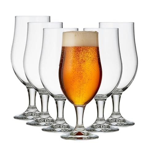 Libbey Crafts Brew Belgian Tulip Beer Glass Set, Elegant Belgian Beer Glasses Set of 6 for Belgian Ale, Dishwasher Safe Gift Set for Beer Lovers