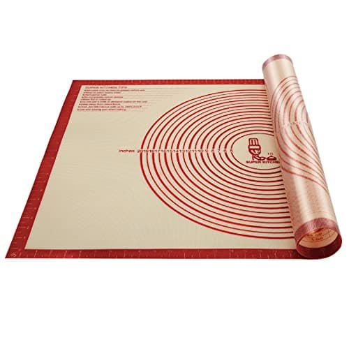 Non-slip Silicone Pastry Mat Extra Large with Measurements 36''By 24'' for Baking Mat, Counter/Dough Rolling/Oven Liner/Fondant/Pie Crust(Red)
