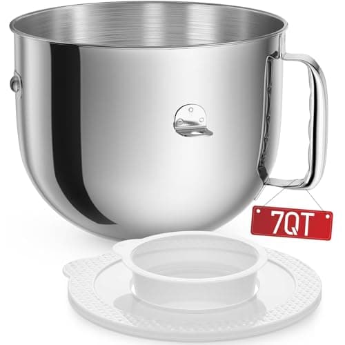 KitchenAid 7 Qt Bowl-lift Mixer - Stainless Bowl, Compatible with KSM70SKXXBK, Polished Steel with Extra Lid
