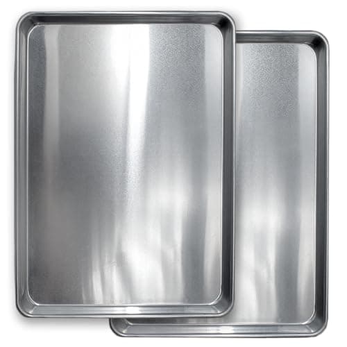 Commercial Quality Cookie Sheet Pan - 2 Pack Aluminum Half Sheet Baking Pan by Saffron & Sage Home Living - This 18x13 Baking Sheet Set is Rust & Warp Resistant, Heavy Duty, of Thick Gauge