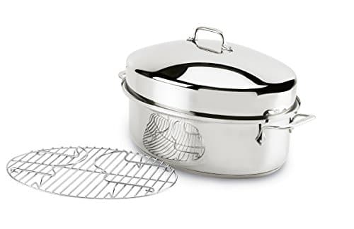JY COOKMENT 22" Large Roasting Pan with Rack and Lid,Oval Turkey Roaster Pan for oven,Stainless Steel Roasting Pan with rack,Best Gift for Mother or Father.