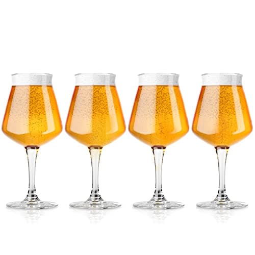 DU VINO Nucleated Teku 3.0 Beer Glass, 14.2 oz, 4 Pack - Insulated Glassware for Better Head Retention & Aroma Release, Craft Beer Glasses for Home