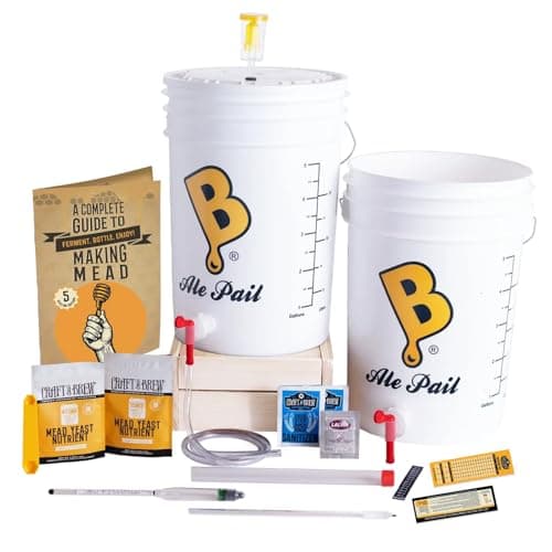 Craft A Brew - 5 Gallon Mead Kit - Easy for Beginners - At Home Mead Making Kit - Includes Ingredients & Reusable Equipment - Brew Semi-Dry Honey Wine - Makes up to 4 5-gal Batches
