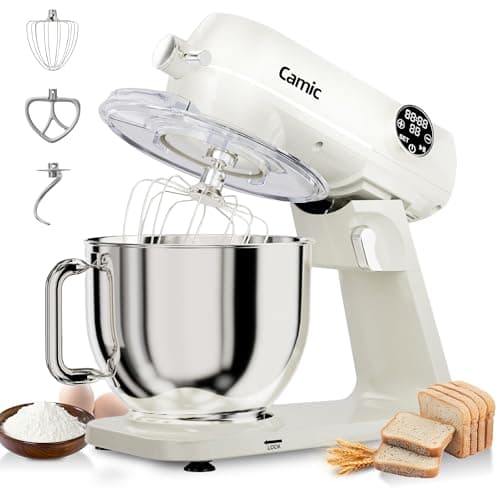 8.45 QT All Metal Stand Mixer,10 Speed Large Capacity Kitchen Mixer with Digital Timer & Tilt-Head, Electric Mixer with Whisk Dough Hook Mixing Beater for Baking,Cakes,Cookie,Bread,Salad(White)