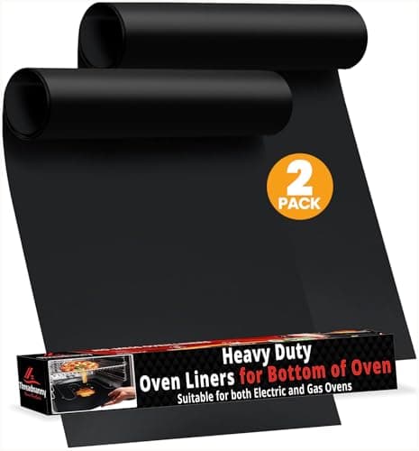 Oven Liners for Bottom of Oven - Thick Heavy Duty 17” x 25” 2 Pack Non-Stick Reusable Mats - BPA & PFOA Free Protector for Electric, Gas, Microwave & BBQ Grill Liner - Easy Clean & Heat Resistant