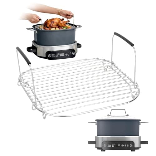 Roast and Steamer Rack Compatible with Ninja Foodi Possible Cooker Pro 6.5Qt MC1101 Slow Cooker Crock, Roasting Rack with Handles, Stainless Steel Crock Pot Accessories for Ninja Foodi Possiblecooker