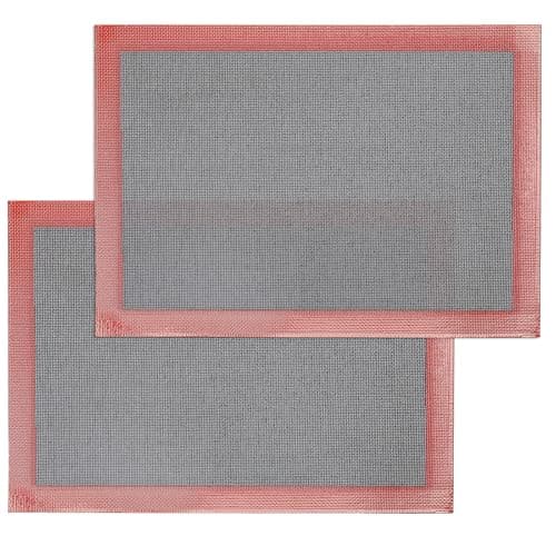 Amyandone Silicone Baking Mat with Microperforated, 2 PCS Perforated Baking Mats/Oven Liners for 13" x 18" Half Sheet Pan, Reusable Air Mesh Silicone Mat for Cookie/Eclair/Bread/Pizza/Pastry