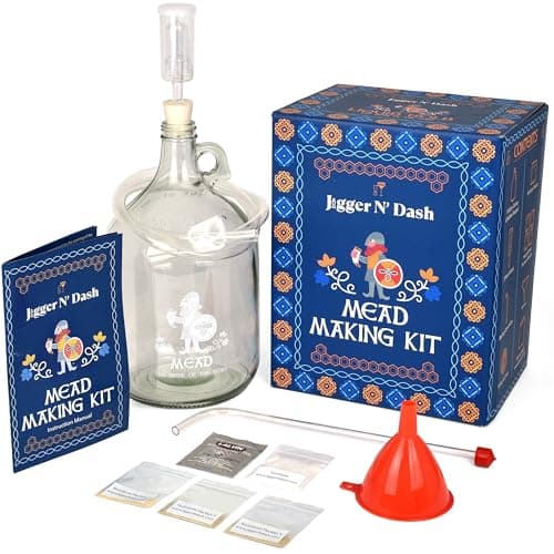 Jigger N Dash Mead Making Kit - Reusable Do-It-Yourself Honey Mead Making Kit - Mead Kit Complete - All the Mead Supplies You Need Makes 1 Gallon of Mead – Mead Brewing Kit Home Brewing Starter Sets