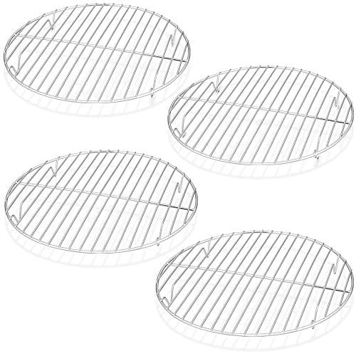 TeamFar Round Cooling Rack Set of 4, 9 Inch Round Wire Rack Stainless Steel Baking Steaming Roasting Rack Set, Healthy & Sturdy, Mirror Finish & Rust Resistant, Oven & Dishwasher Safe