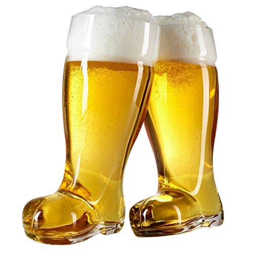 MyGift Das Boot Glasses Set of 2, Beer Glasses Giant 2 Liter, Oversized German Style Stein for Oktoberfest, Themed Parties, & Holiday Décor