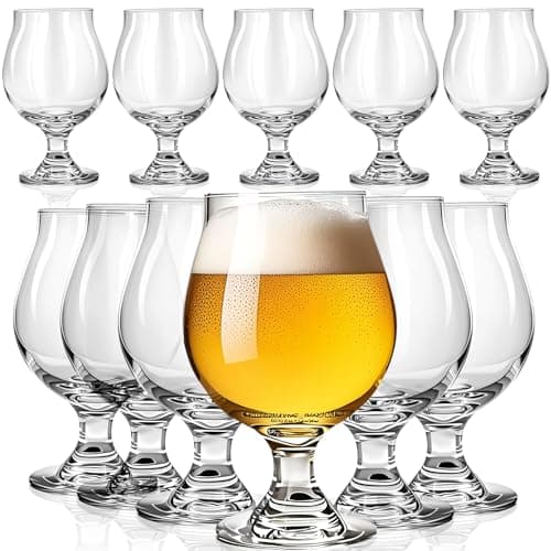 Libbey Craft Brews Classic Belgian Beer Glasses, Stemmed, Dishwasher Beer Glass Set of 4, 16 Oz, Tall Tulip Glasses for Belgian Ale, Lager and More
