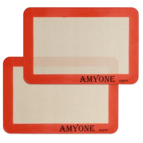 AMYONE Silicone Baking Mat for 1/8 Sheet Pan, Eighth Non-Stick Silicone Baking Sheet Liner for Cookie Macaron Bread Pastry, Food Grade Silicone Mat for 9 x 7-inch Small Toaster Oven Tray, 2 PCS