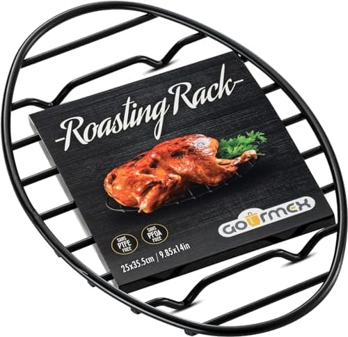 Oval Cooling Rack with Integrated Feet, Roasting Wire Rack, Drying, Grilling, Cooking, Baking Rack With Non-Stick Coating, PTFE Free, Oven and Dishwasher Safe, Large Oven Rack 9.85 X 14 inches