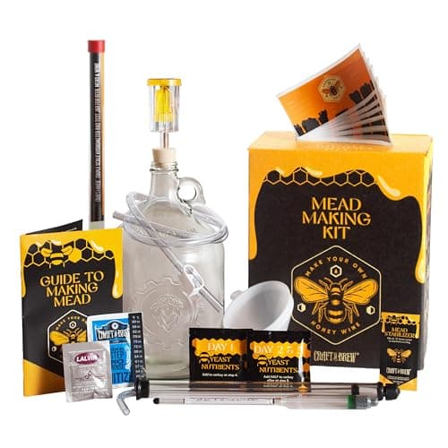 Craft A Brew - Deluxe Mead Making Kit - 1 Gallon Homebrew Starter Set with Backsweetening & Bottling Tools - DIY Mead Brewing Kit for Beginners - Just Add Honey