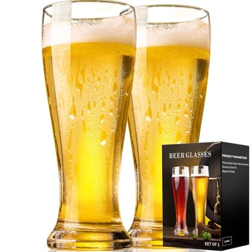 PARACITY Beer Glasses 14 oz, Pint Glasses Set of 2, Pilsner Wheat Beer Glasses, Glasses Drinking Set, Glassware Gift for Men