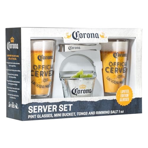 Marketplace Brands Corona Beer Server Gift Set with 2 Pint Glasses, Bucket, Tongs