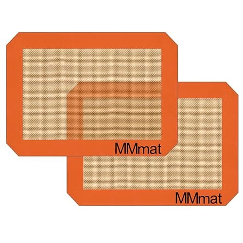 MMmat Silicone Baking Mats - Best German Silicone - Non Slip Silicone Baking Sheet, Non Stick Reusable Silicone Mats for Baking, Oven Liner, Counter Mat - 2 Toaster Oven Size Baking Mats