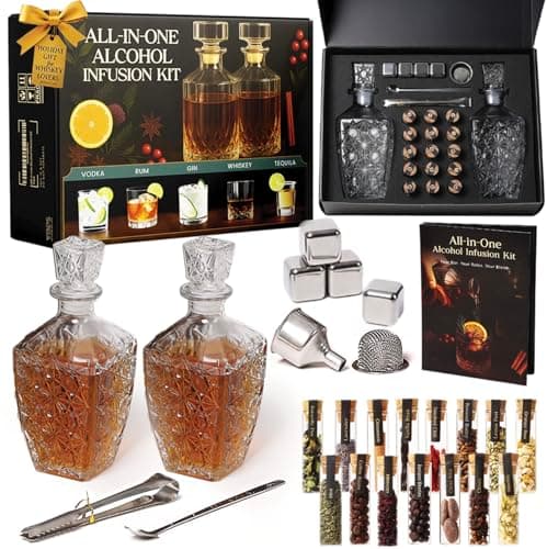 Alcohol Infusion Kit for Whiskey, Tequila, Rum, Gin & Vodka - Including User Manual - Alcohol Gifts for Men - Valentine Gifts for Men - Drink Making Kit and Cocktail Infusion Set - Whisky Making Set