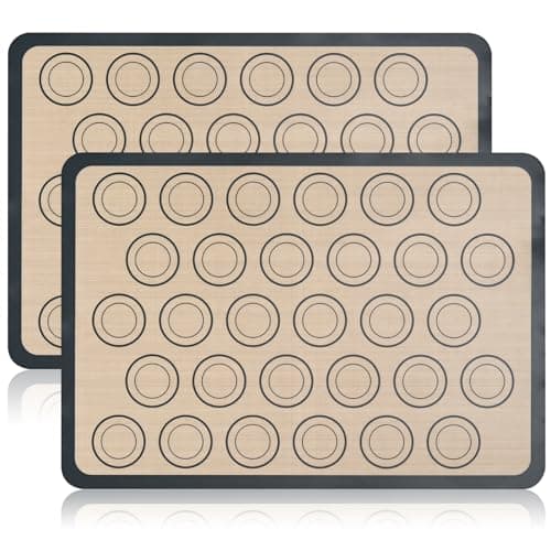 Luckyiren 2-Pack Baking Mat with Circles – Silicone Macaron & Cookie Sheet Liners, Non-Stick BPA-Free Reusable Silicone Mats for Half Sheet Pans (16.54" x 11.62"), for Precision Baking & Candy