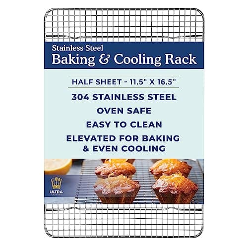 Ultra Cuisine Heavy Duty Cooling Rack for Cooking and Baking - Professional Grade Premium100% Stainless Steel Baking Rack & Wire Cooling Mesh for Roasting & Grilling - Dishwasher Safe - 11.5" x 16.5"