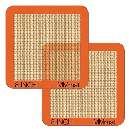 MMmat Silicone Baking Mats Set of 2 Square Non-Stick Reusable Air Fryer Linner - Best German Silicone - 8 inch