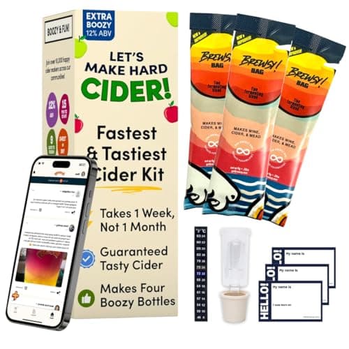 Brewsy Starter Kit for Cider Making - Custom Cider Kit - 4 Bottles in 9 Days - Use Any Juice to make Cider