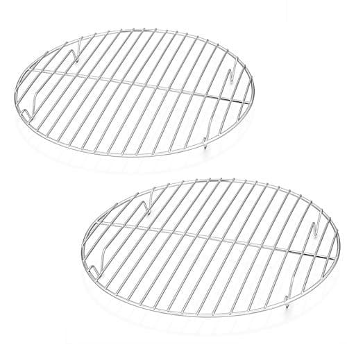 E-far 10½ Inch Round Cooling Cooking Racks, Stainless Steel Round Steaming Baking Rack Set of 2, Multi-Purpose for Canning Air Fryer Pressure Cooker, Dishwasher Safe